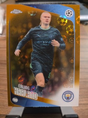 2025-26 Topps Chrome UEFA CC Erling Haaland Gold LOGO REFRACTOR #/50 Man City