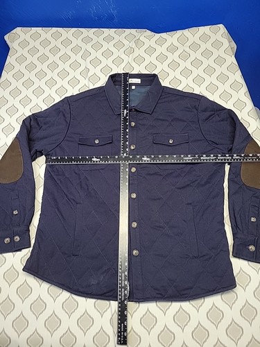 Peter Millar Shirt Jacket 2XL Pima Cotton Cashmere Shacket Navy Quilted Lined - Picture 4 of 5