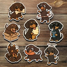 Dachshund Dog Stickers – Cute Chibi Wiener Dog Vinyl Set for Laptop & Journal