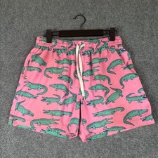 Chubbies Swim Trunks Men's Medium Pink Alligator Print 5.5" Inseam Mesh Lined