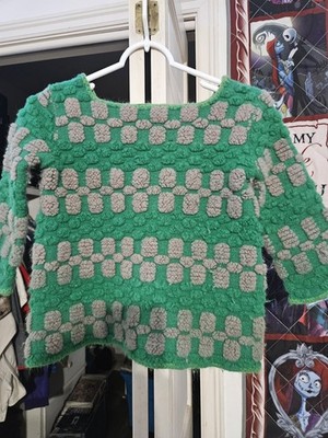 Vintage Phil Jacobs Green and Gray Crochet Top Shirt Size Small Look at Picture