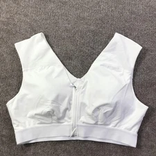 Tommie Copper Sports Bra Womens 2XL White Shoulder Support Zip Front Activewear