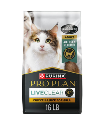 Purina Pro Plan LiveClear Probiotic Chicken & Rice Formula Dry Cat Food, 16 lbs
