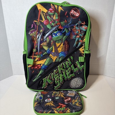 Teenage Mutant Ninja Turtle Backpack Book Bag With Pencil Case Great Condition
