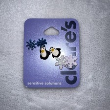 Claire s Winter Earrings Set Penguin Glitter Snowflake Studs Cute NWT HTF