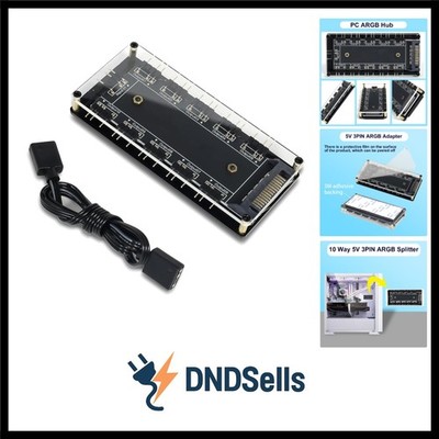 5 V 3-poliger ARGB-LED-Hub, 10-Wege-5 V 3-poliger RGB-Splitter-Controller mit...