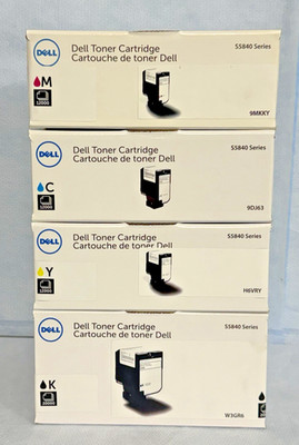 DELL GENUINE S5840 Series Colored Toner CartridgeS 4 X ( M / C/ Y / K ) NEW SEAL