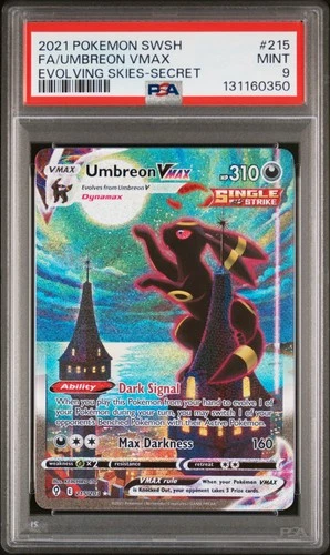 2021 POKEMON SWORD & SHIELD EVOLVING SKIES SECRET FULL ART/UMBREON VMAX PSA 9
