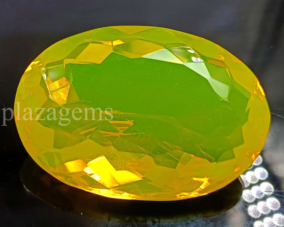 EGL Certified Lab Created Yellow Opal | 138.60 Ct Oval Cut Loose Gemstone 5ARI - Image 2 of 4