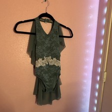 Weissman Girls Green Dancewear Outfit IC Nylon Spandex Polyester