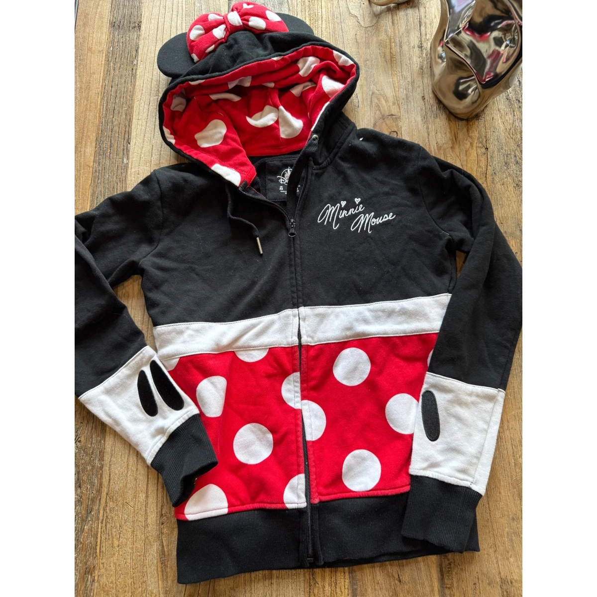 Pull à Capuche Femme Miss Moda Rouge à Pois - Taille L, Polyester, Occasion Bon état