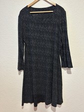 Cut loose Tunic Dress Black Gray Size L Lagenlook Boho Casual Art US Made
