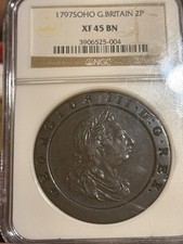 GREAT BRITAIN 1797 SOHO 2P Two Pence NGC XF45 BN XF 45 Key Date Certified Coin 