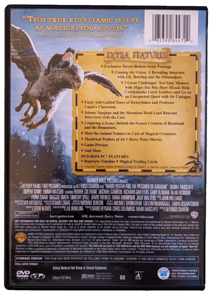 Harry Potter and the Prisoner of Azkaban (DVD, 2004, 2-Disc Set, Full Screen) - Image 2 of 3
