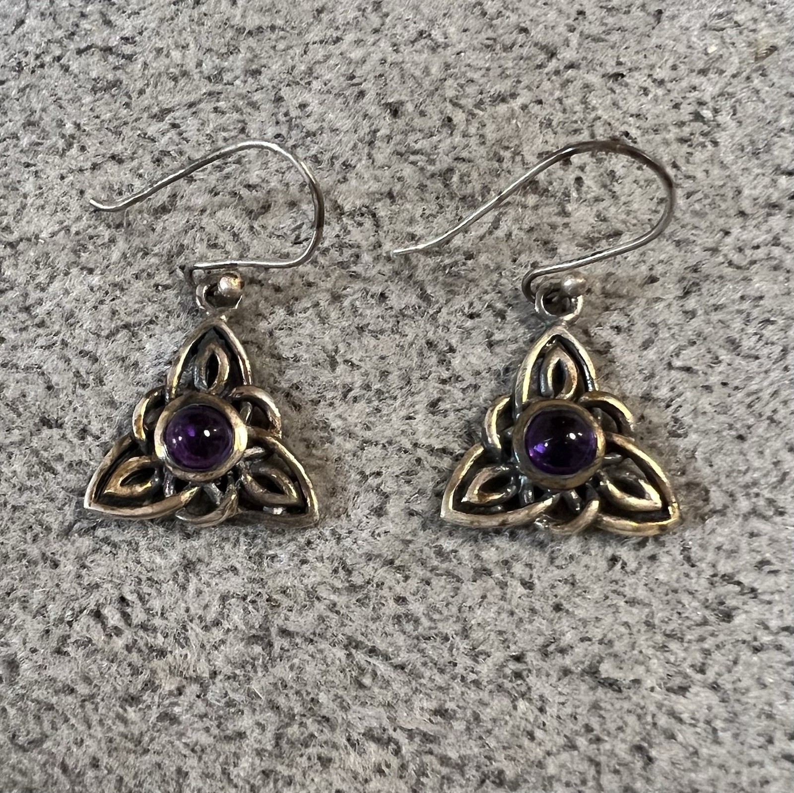 Vintage Artisan Celtic Trinity Knot Amethyst Ster… - image 5