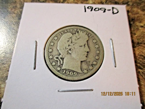1909-D BARBER SILVER QUARTER     38