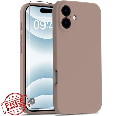 Goodon iPhone 16 6.1'' Light Brown Silicone Case Screen Protector
