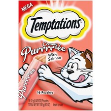 Temptations Creamy Puree Salmon 16 Count Wet Cat Treats Squeezable Lickable S...