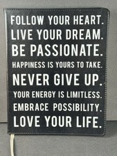 Motivational Quote Journal Notebook Black Faux Leather Lined Pages