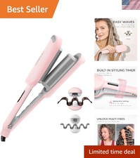 ROVY Pink 3 Barrel Curling Iron - Effortless Beach Waves Tool for All Hair Types