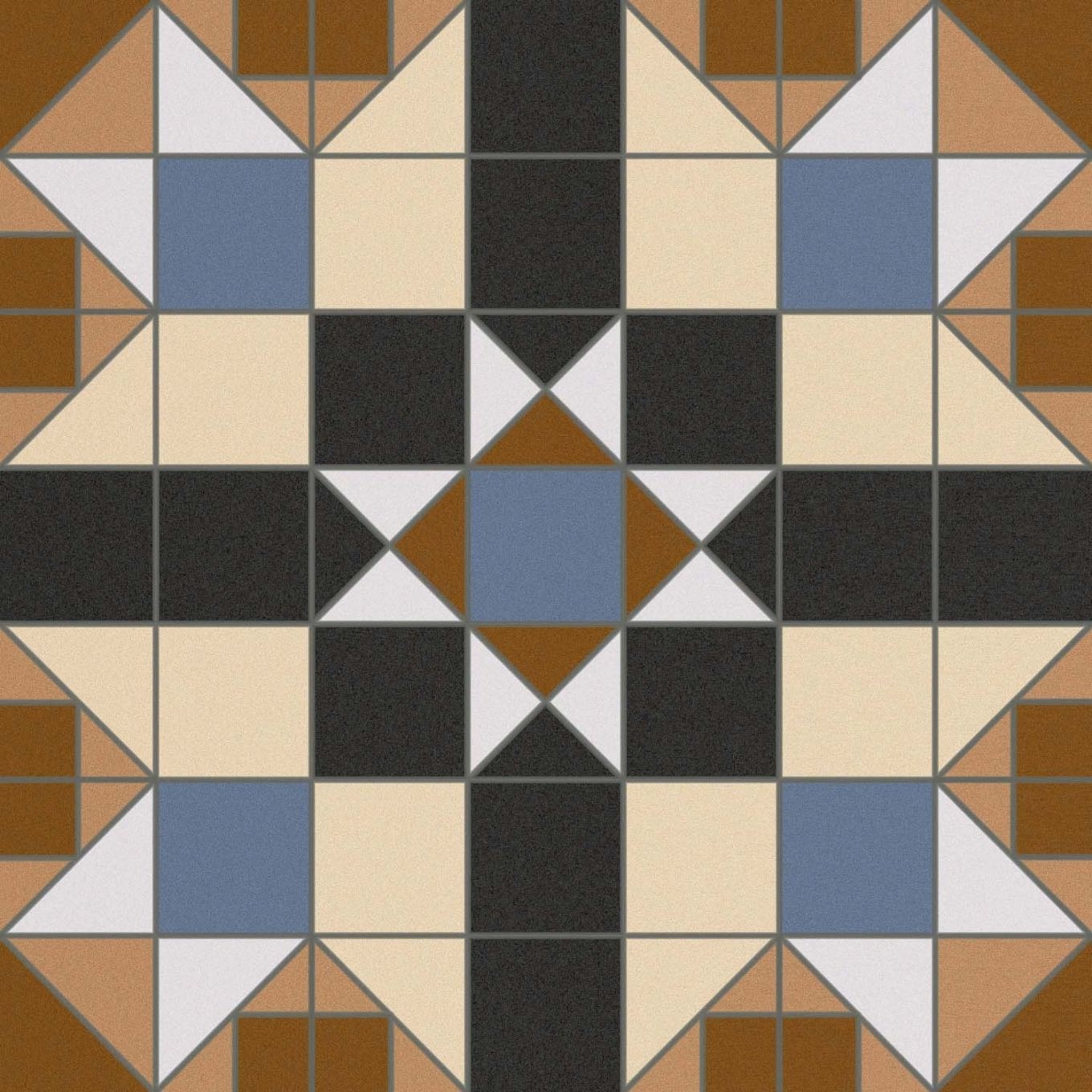 Victorian Matt Patterned Ceramic Floor Square Tile Multi- Colour Cut Sample