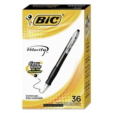 BIC VLG361BK 1 mm Velocity Easy Glide Retractable Ballpoint Pen - BK (36/PK) New