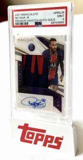 NEYMAR JR 2021 Panini Immaculate Premium Swatch AUTO GOLD /5 PSA 9 PSG