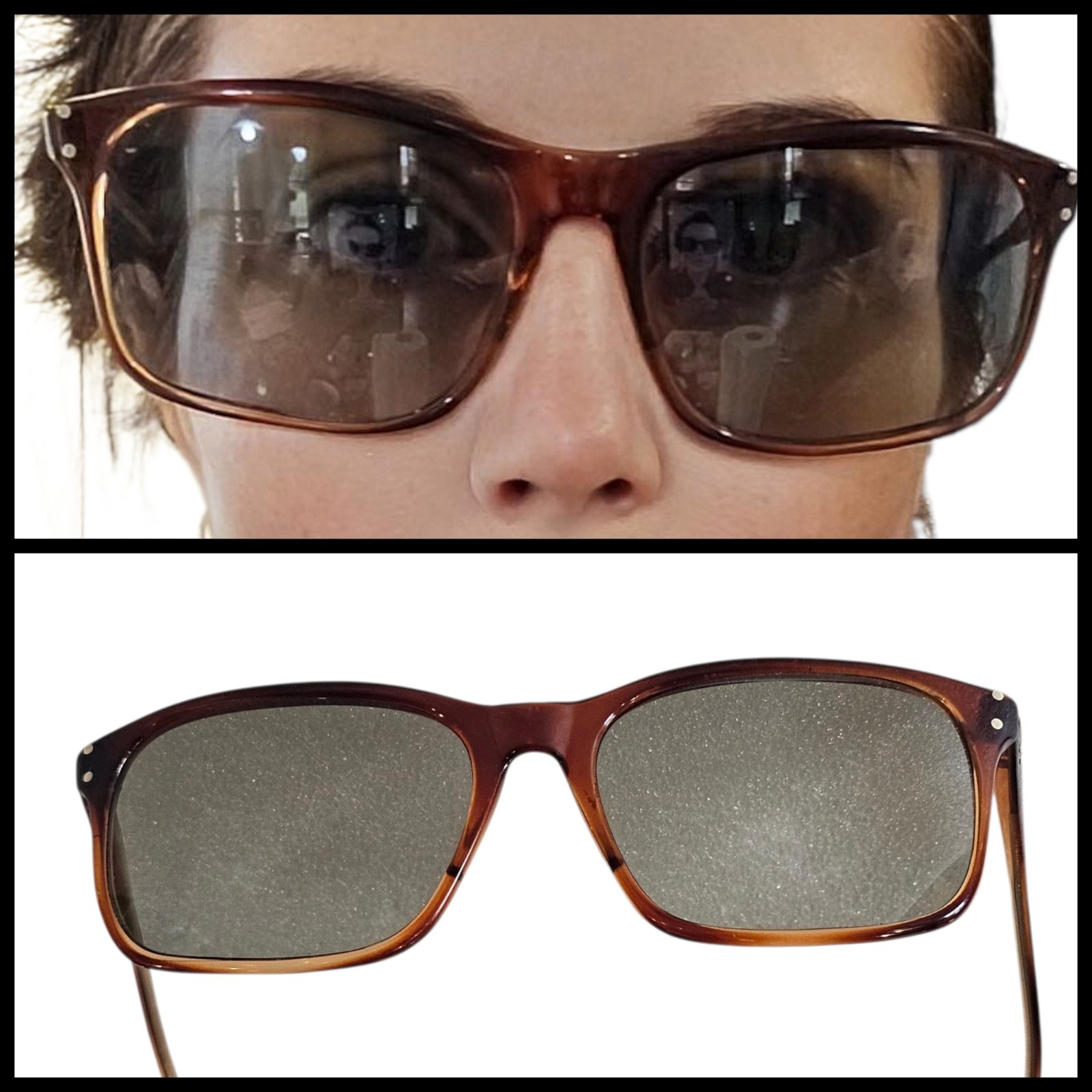VTG Tortoiseshell Sunglasses Rectangular Brown It… - image 1