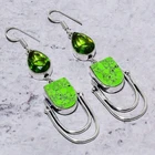 Green Turquoise,Peridot Gemstone 925 Sterling Silver Jewelry Earring 2.88" r905
