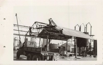 Roofing Truck Man Worker Construction Vintage Postcard