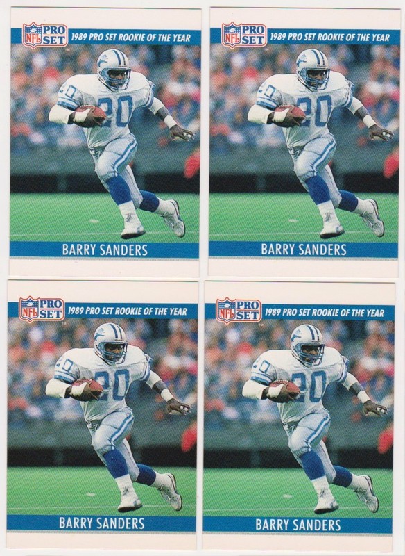 Lot of 4 1990 Pro Set Barry Sanders White Border Double Front Error Cards