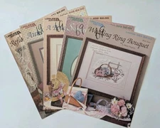 Lot of 5 Vintage Leisure Arts Paula Vaughan Cross Stitch Leaflets