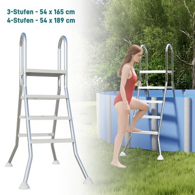 Treppe Poolleiter Sicherheitsleiter Einbauleiter 3/4 Stufen Pool 150kg