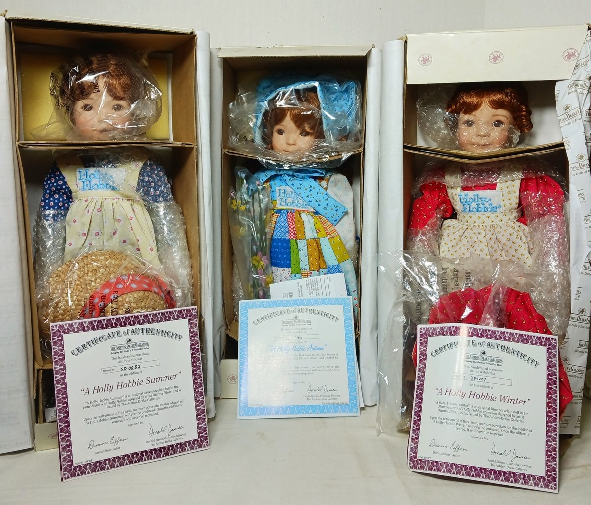 3 Ashton Drake Galleries A HOLLY HOBBIE Summer AUTUMN Winter