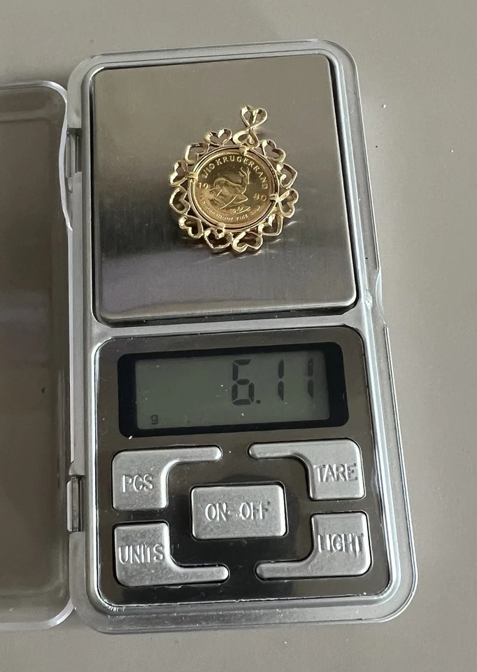 Solid Fine Gold 1/10 Oz Krugerrand Coin Pendant 1980 - Image 3 of 4