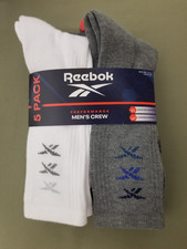 New Reebok Mens 5 Pack Performance Training Crew Socks.