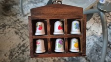 Fingerhut Set Bl&uuml;tenmotive Blumen Pflanzen Porzellanfingerh&uuml;te N&auml;hzubeh&ouml;r Setzka