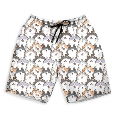 Men Siberian Husky Dog Animal Print Hawaiian Shorts