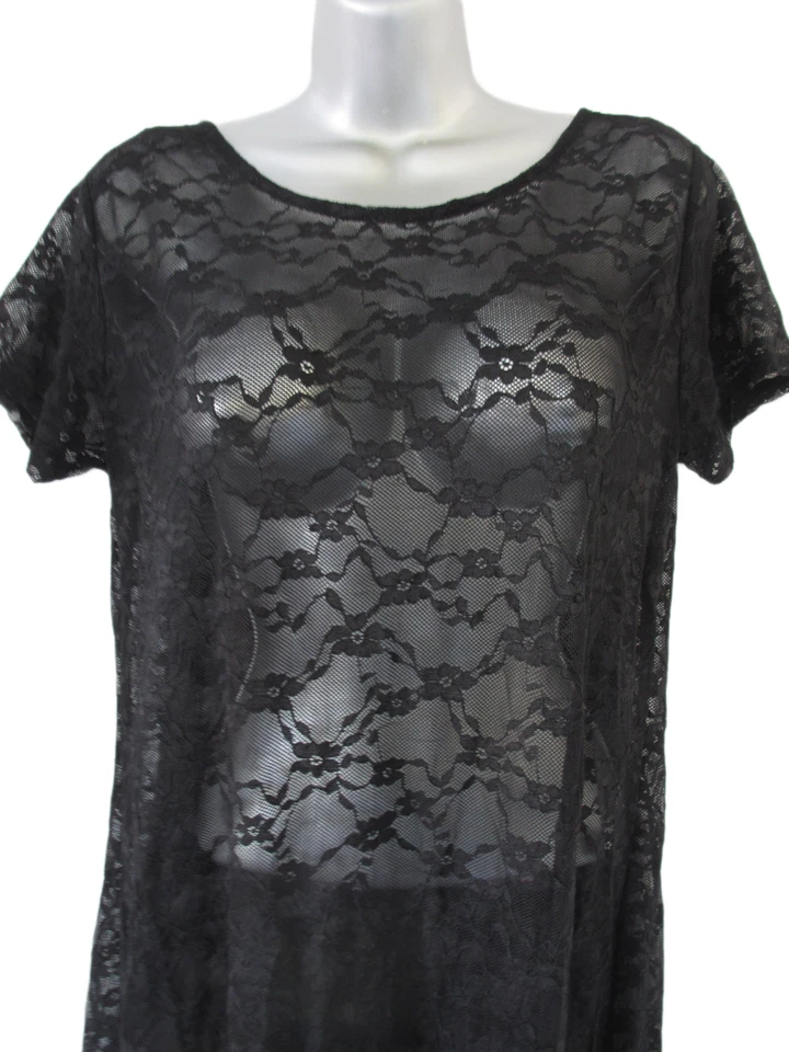 Vestido sin Mangas Negro de Encaje para Mujer L VER A TRAVÉS Maxi Transparente Capricho Brujo Largo Foto 2 de 4
