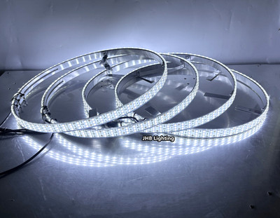 Set 17.5'' TRIPLE ROW Pure LED Switch Remote Strobes Truck Wheel Rings Rim Lights