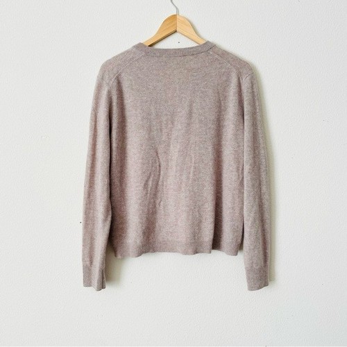 Jenni Kayne MEDIUM 100% cashmere Flynn Vneck knit sweater in beige - Picture 5 of 6