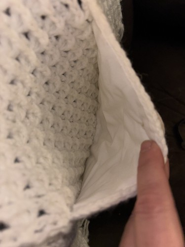 Crochet White Knitted Crocheted Wrap Scarf w/ Pockets - Handmade Beautiful - Picture 5 of 6
