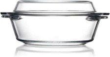 Clear Glass Casserole Dish with Lid 0.65L Round Bakeware Oven Microwave Safe