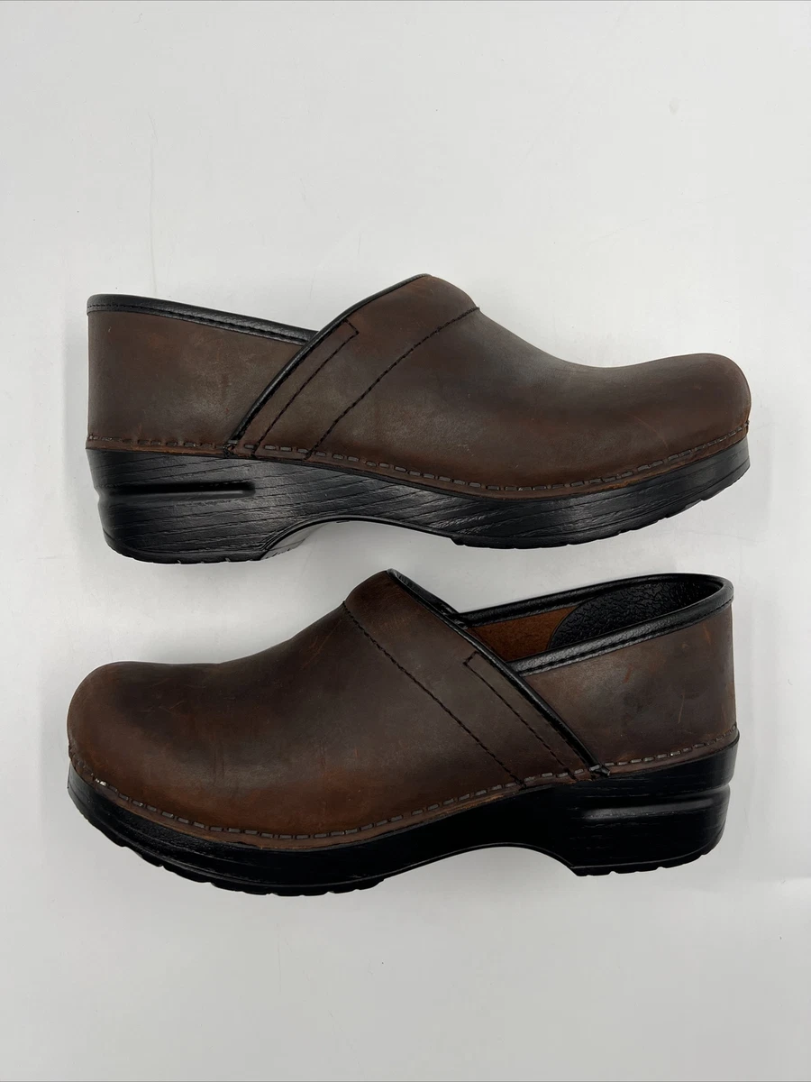 Dansko Professional Antique Brown Oiled Leather Clogs Size 38
