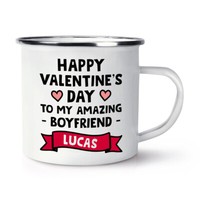 Personalisiert Happy Valentines Day To My Amazing Boyfriend Emaille Tasse Liebe