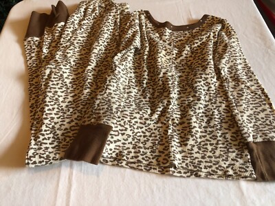 St. Eve Steve XL 14/16 Girls Leopard Waffle Knit Pajamas READ MEASUREMENTS