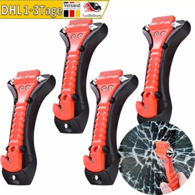 4x Nothammer Gurtschneider 2in1 KFZ Auto Notfallhammer Glashammer Autohammer DE