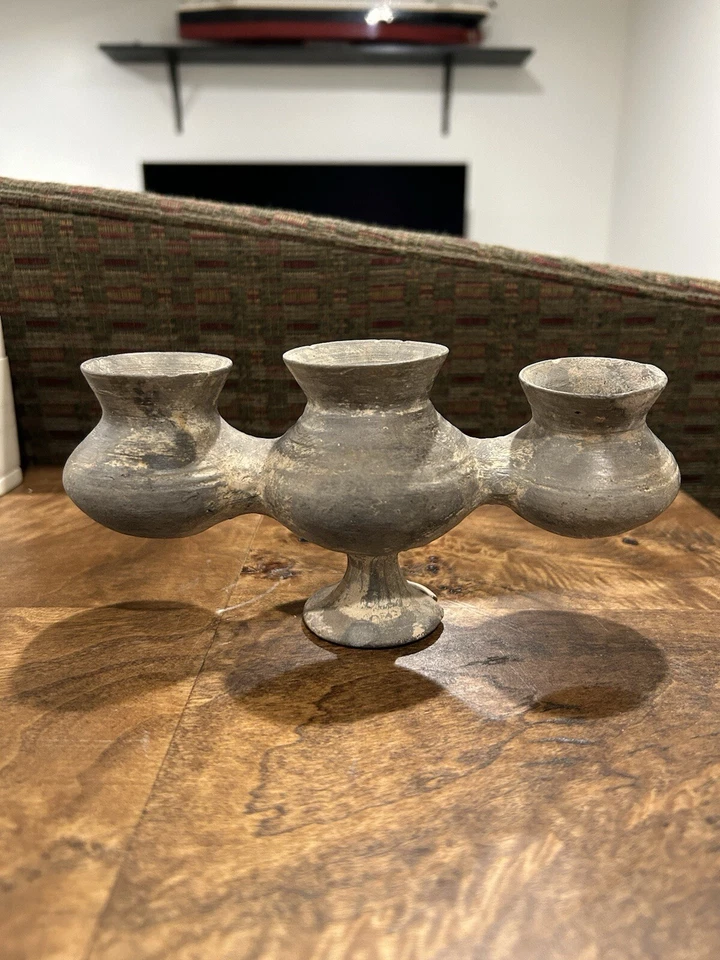 Rare Gray Ancient Ceremonial Jug, Ancient Vessel, Ancient Clay Pot/Vase  - Image 2 of 4