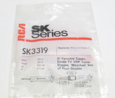 Matched Set of 4 Variable Capacitance Silicon Diodes - RCA SK3319