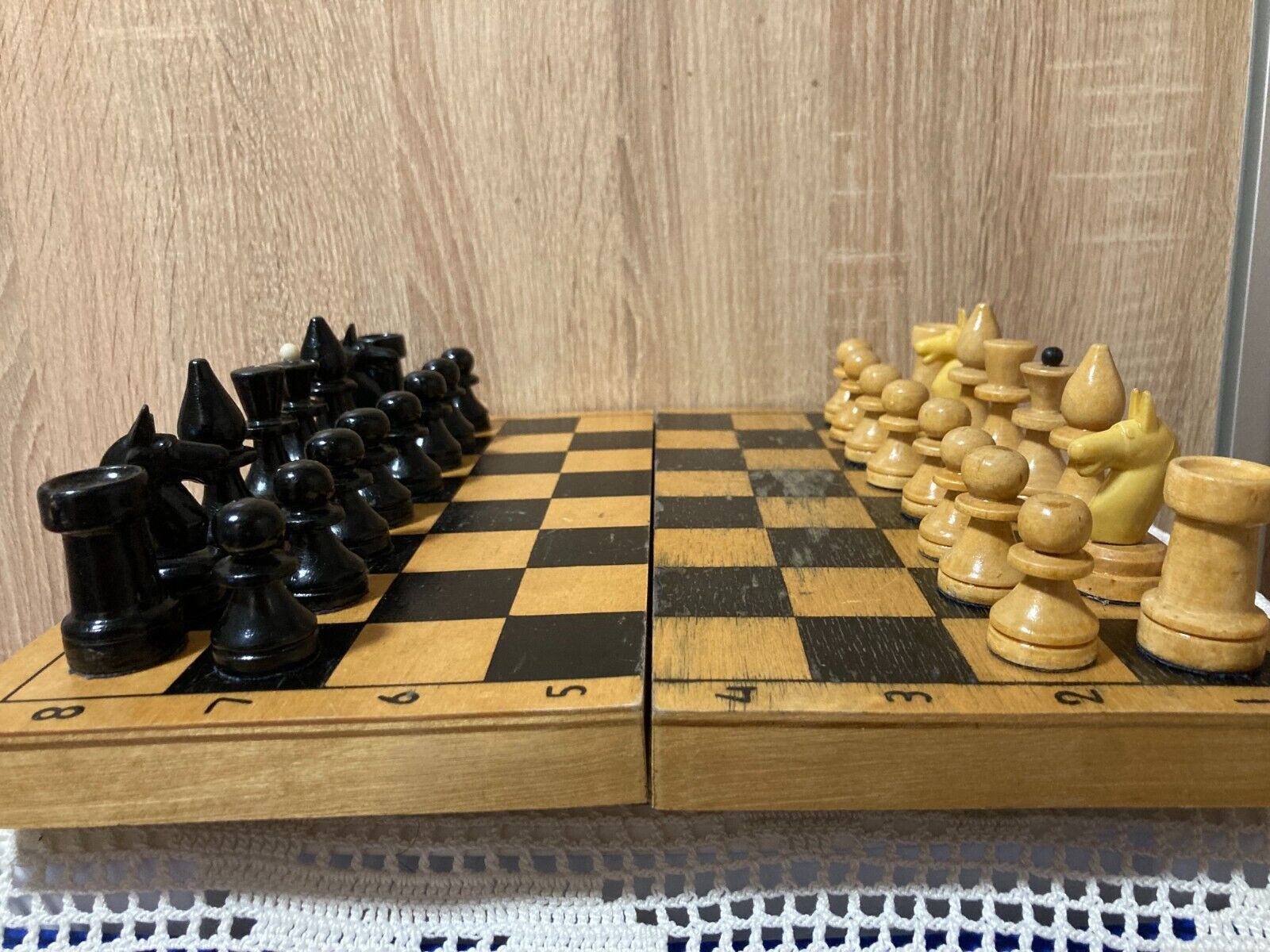 Soviet wooden chess board medium size - 40 cm vintage foldin - Inspire  Uplift